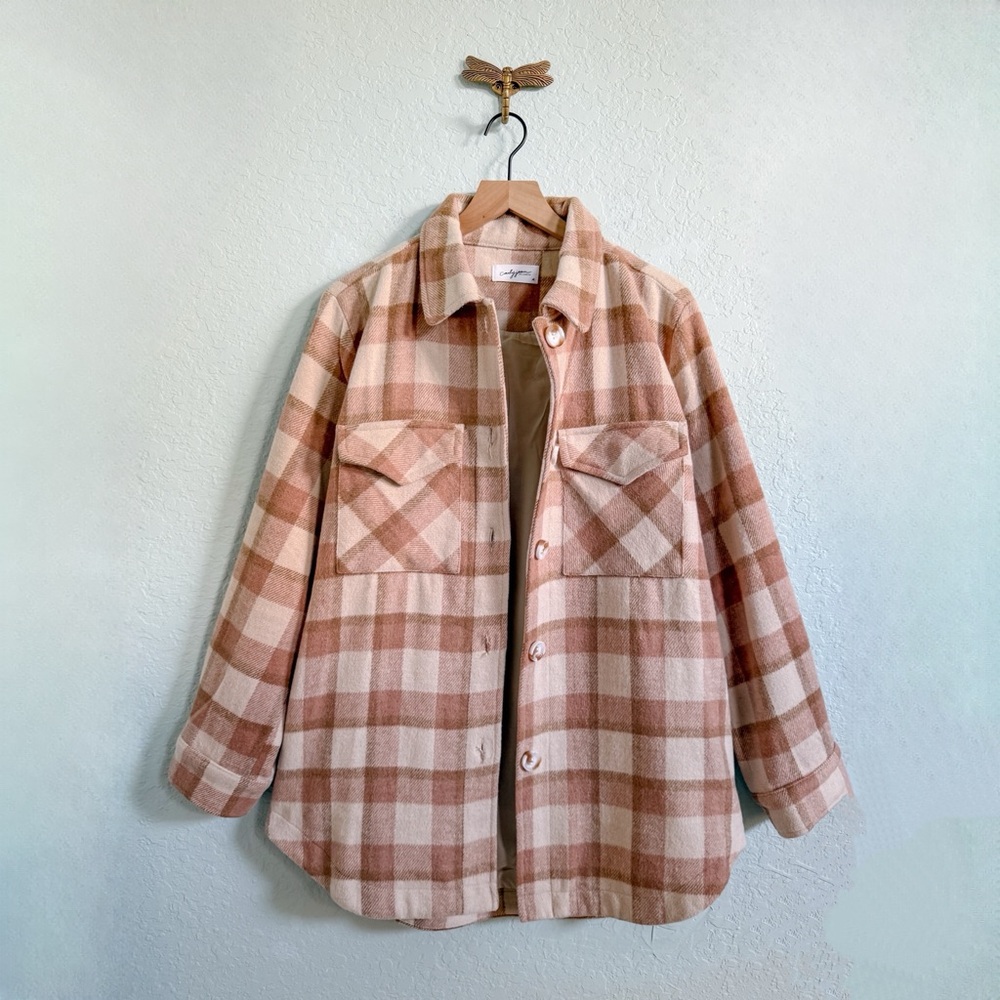 CJLA•Neutral Luxe Plaid Lined Shacket/Jacket•Pockets•Size XL